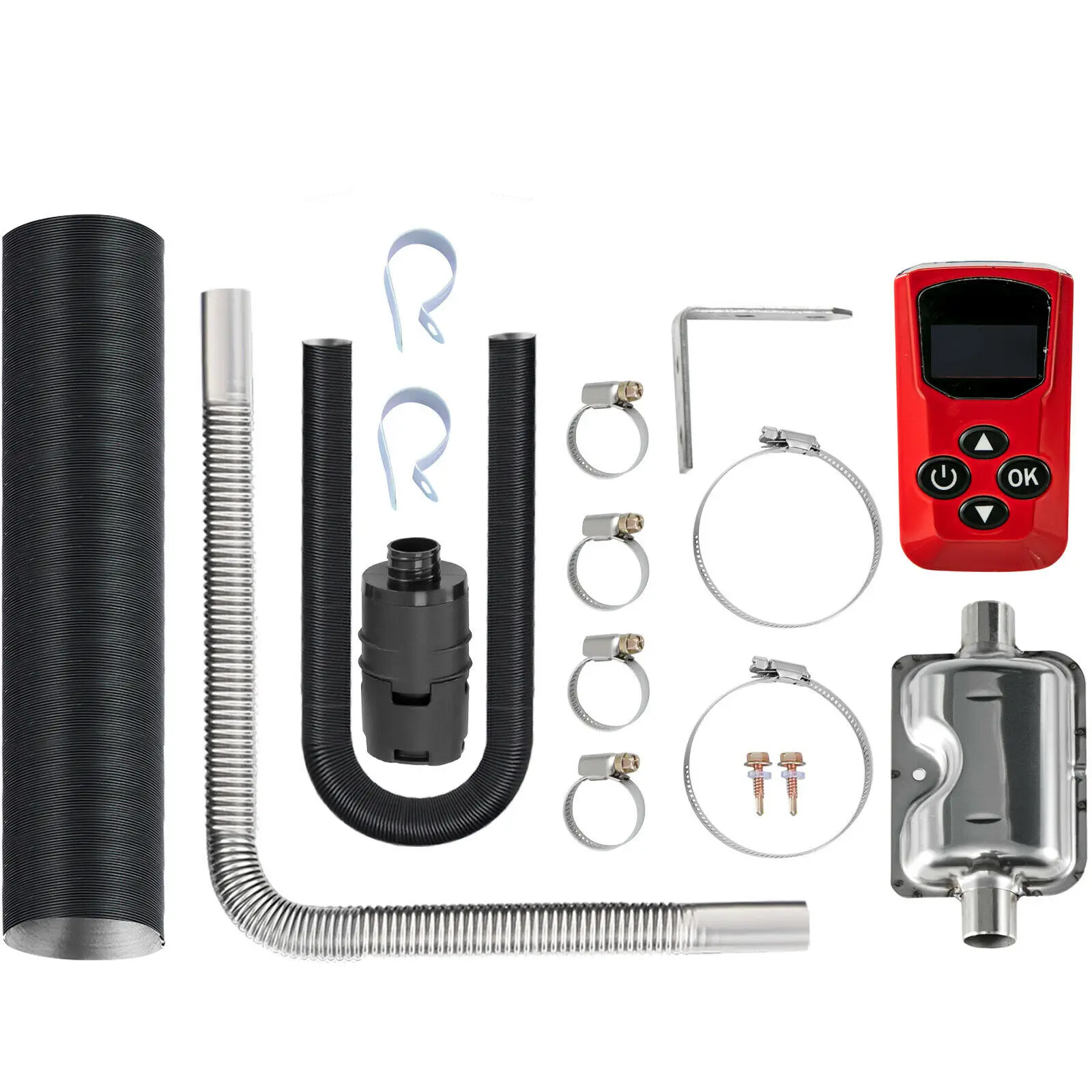 

8KW 12V Diesel Air Heater All in One 1 Air Outlet Diesel Heater Remote Control Parking Heater Silencer with Blue LCD Switch for