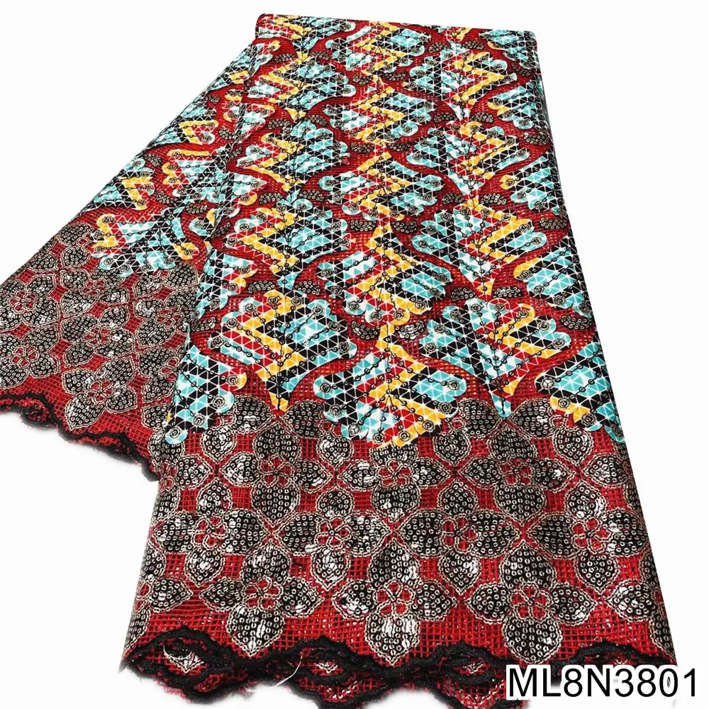 

Высококачественная ткань с вышивкой в африканском стиле, 5 ярдов, ML8N38/ML8N39