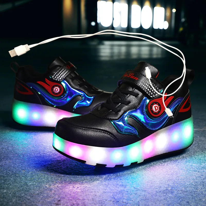 

2020 Sneakers roller shoes With two Wheels USB Led Shoes Kids Girls Children Boys Light Up Luminous Glowing Illuminated