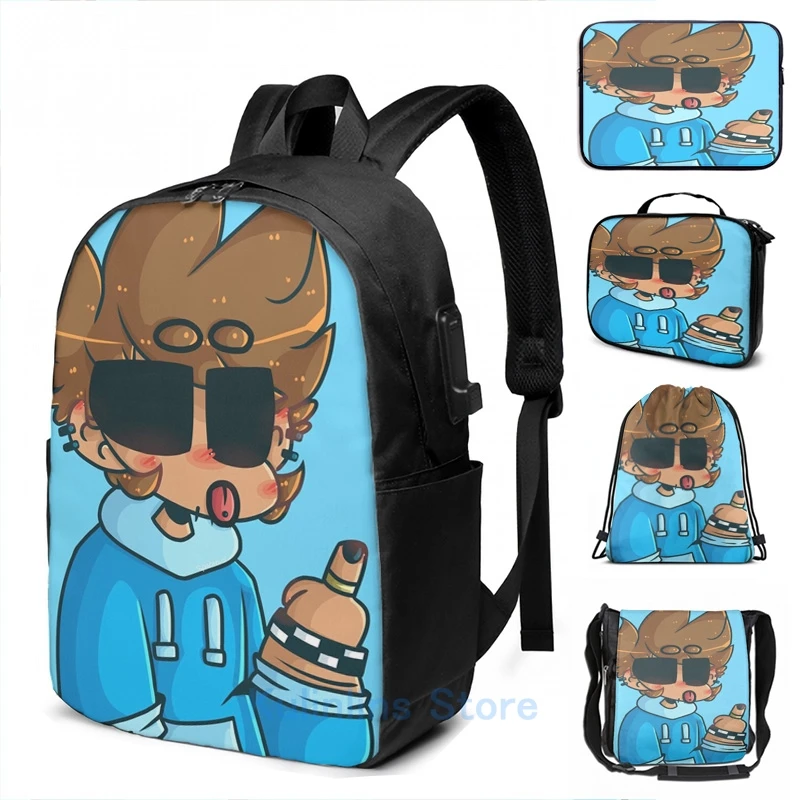 Забавный рюкзак с графическим принтом Tom Eddsworld USB зарядка мужские школьные сумки