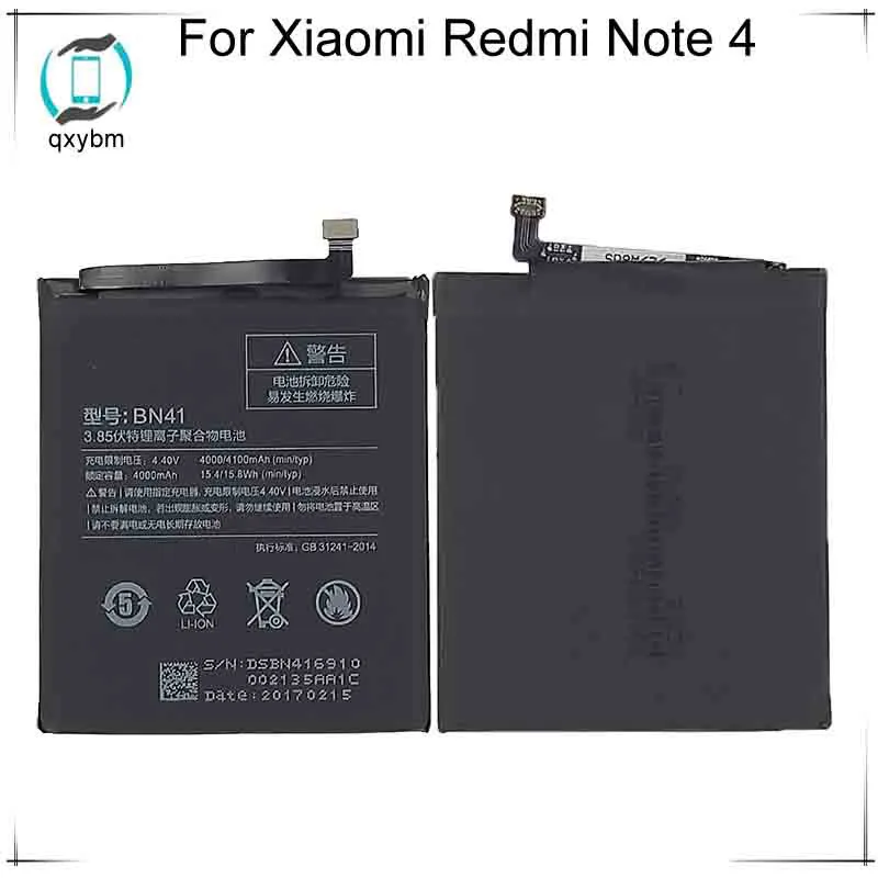 4000 мАч BN41 аккумулятор для телефона Xiao Mi запасная батарея Xiaomi Redmi Note4 Hongmi Note