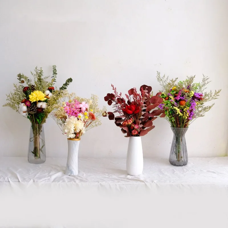 

Cristmass Decoration Plantas Naturales Dried Flower Eucalyptus Leaf Real Branch Acorn Pine Wheat Cotton Nordic Home Party Decor