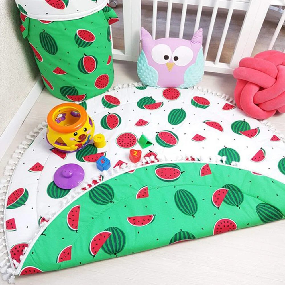 

Baby Infant Play Mats Kids Crawling Carpet Floor Rug Fringed Lace Watermelon Blanket