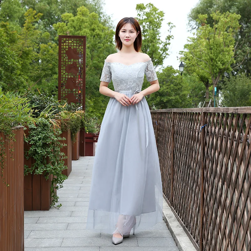 Серого размера плюс Тюль Элегантные платья невесты Половина рукава v образным