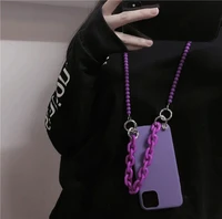 crossbody lanyard necklace marble chain bead chainsilicone case for for iphone 12 11 pro max x xs xr 7 8 plus se 2020 12 mini