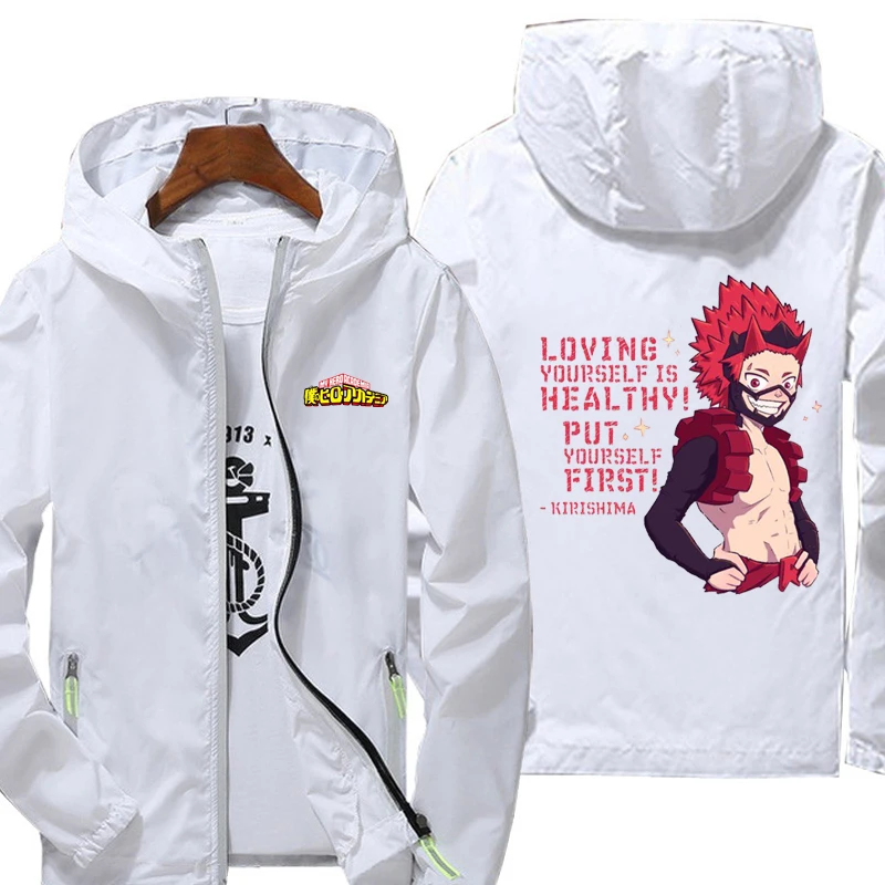 

Fashion Hot my hero academia jacket men windbreaker hoodie reflective zipper thin jacket unisex casual Sun protection jacket 7XL