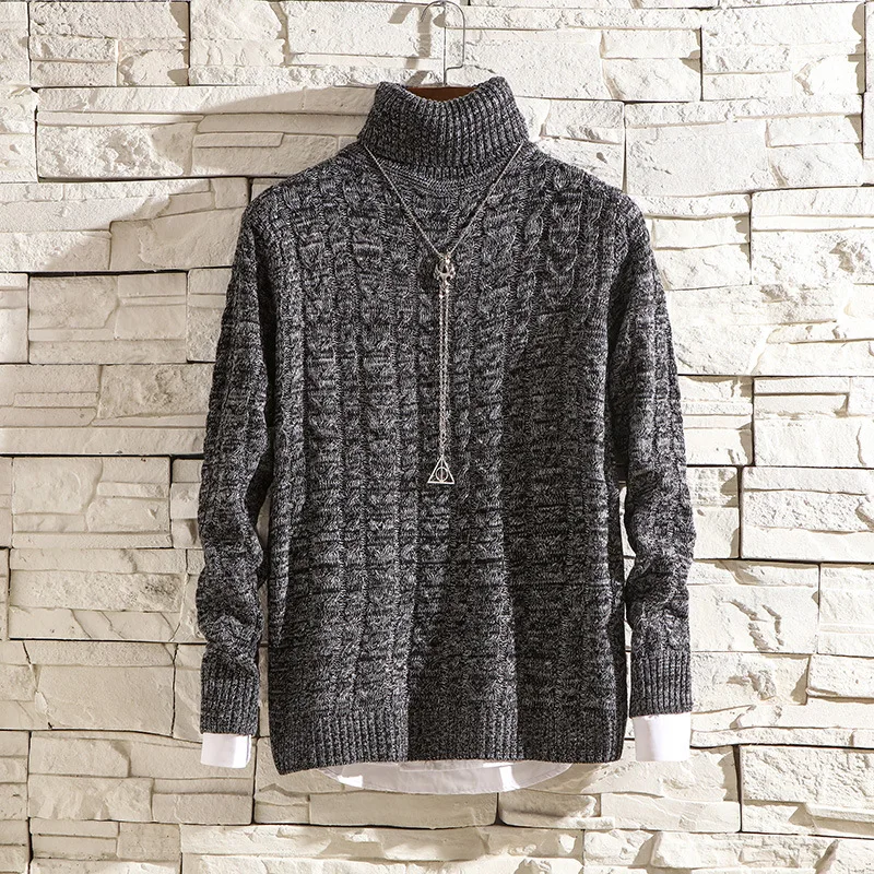 2019 Модные водолазки мужские свитера Зимний вязаный джемпер пуловер с длинными