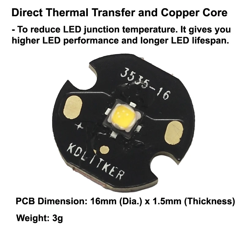 Nichia 219CT нейтральный белый 4000K CRI80 светодиодный излучатель с KDLITKER DTP медный MCPCB (1 шт.)