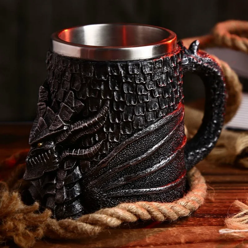Голова Дракона, нержавеющая сталь, смола, 3D пивная средневековая кружка, Кубок, Игра престолов, кружка для кофе, бокал для вина, кружки, лучший подарок