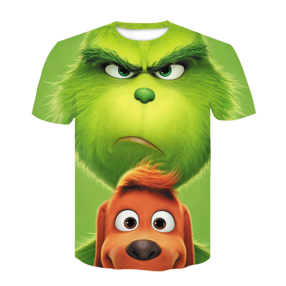

Summer Fashion New 3D Printing T-shirt Green Grinch Anime Funny Teen Clothing Large Size Small Size Wholesale