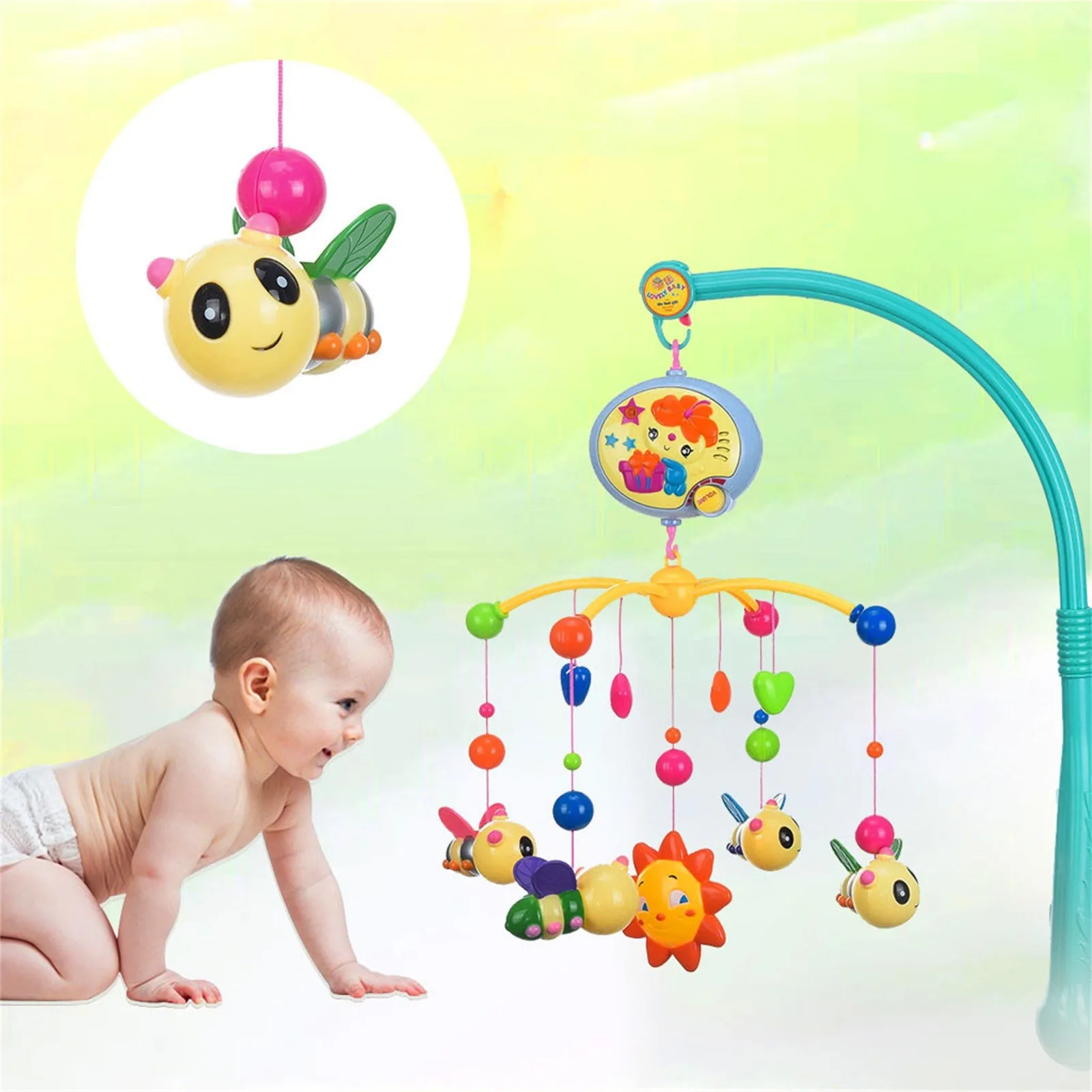 

Детская кроватка Мобильная игрушка для Bedbell игрушка-погремушка вращающийся прикроватный звонок комфорта ребенка ткань Игрушечный Музыкал...