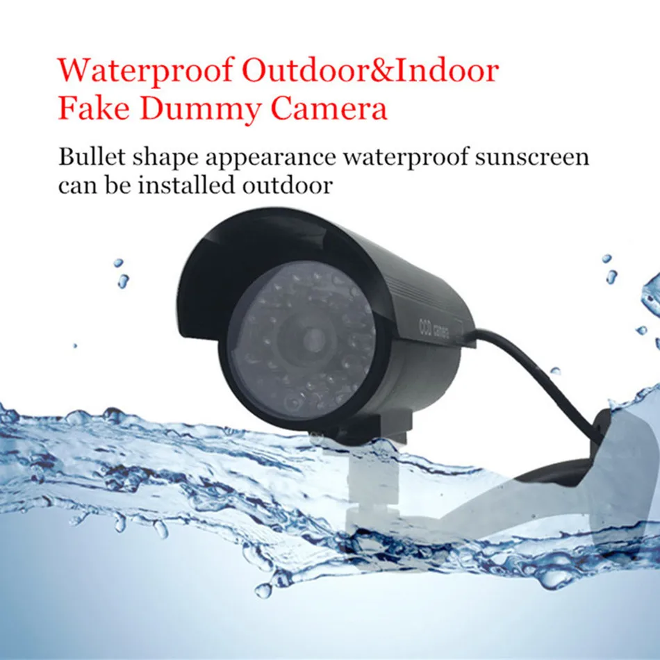 

Waterproof Dummy Camera Bullet Flashing Red LED Outdoor Indoor Fake CCTV Security Simulation Camera Silver Free Shipping