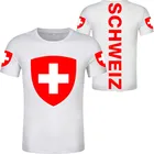 Швейцарская футболка с именем и флагом. Красное фото. Одежда для мужчин и женщин. Материал: полиэстер 2021