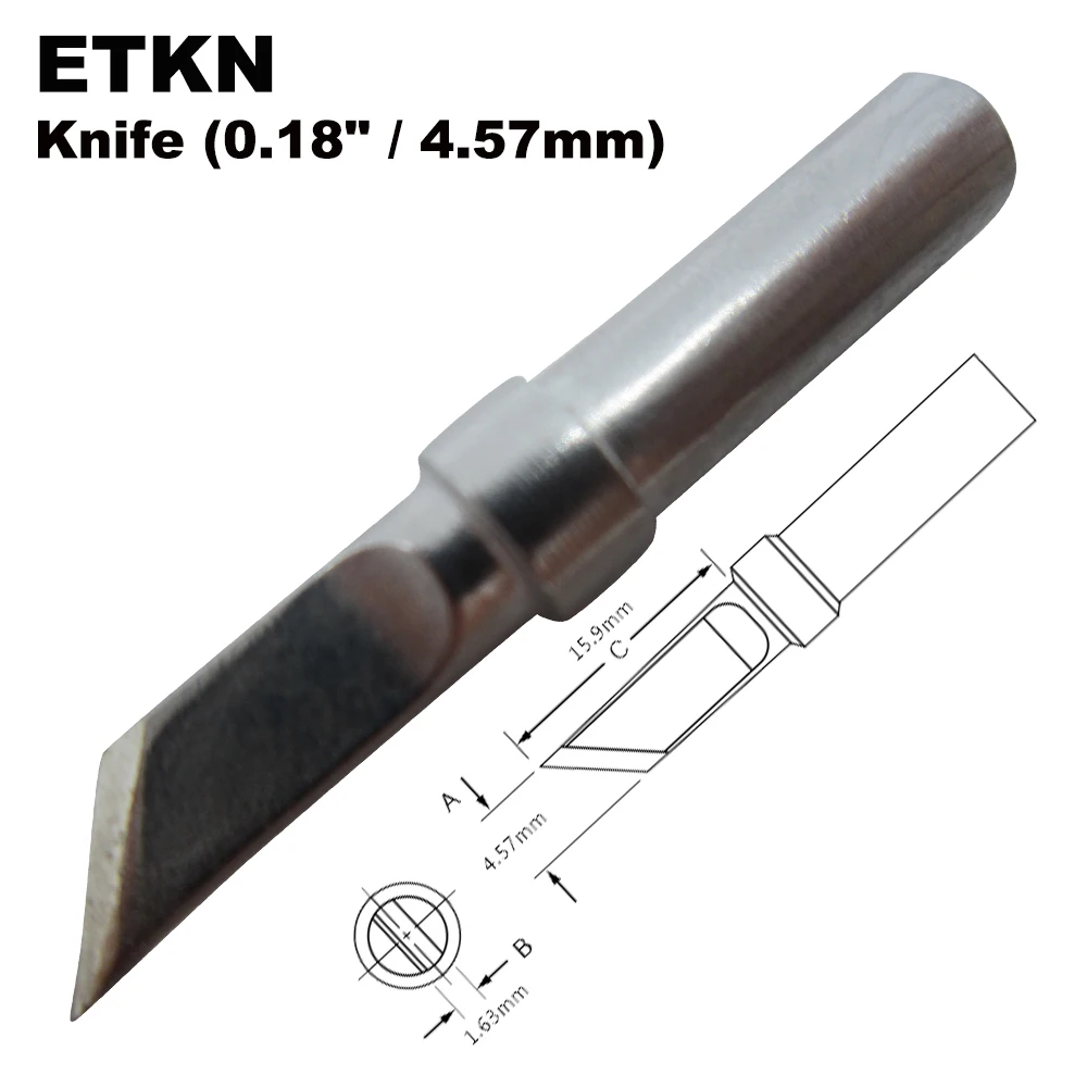 

Сменный нож для паяльной головки ETKN, 4,57 мм, подходит для WELLER WES51 WES50 WESD51 WE1010NA WE1010EU PES51 LR21 lr20, сварочное долото