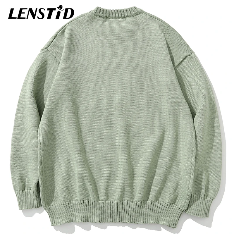 LENSTID Men Hip Hop Knitted Jumper Sweaters Creative Pattern Print Streetwear Harajuku Autumn Hipster Casual Knitwear Pullovers | Мужская