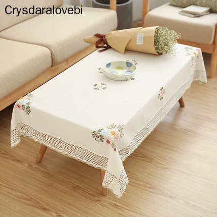 Европейская скатерть с цветами белая кружевная хлопковая льняная Пылезащитная