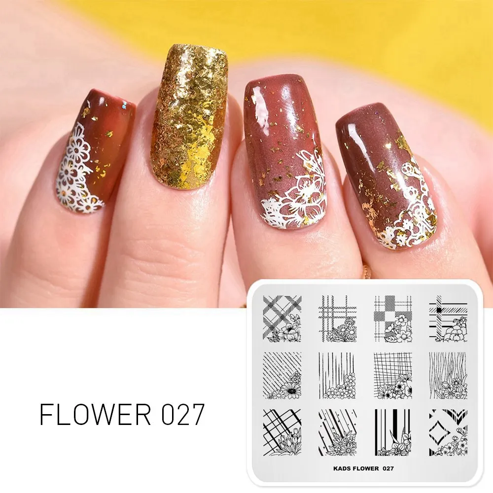Flower 027 1 шт. штамповки для ногтей пластины красоты цветок серии шаблоны для ногтей поднос для маникюра дизайн ногтей штамповка шаблон украшения Штамп для ногтей - Цвет: Flower 027