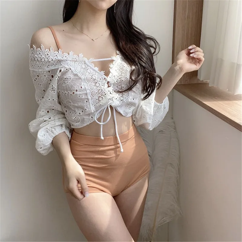 

Комплект из трех предметов, купальный костюм с крышкой, высокая талия, бикини, купальный костюм, женская одежда для плавания, женское купаль...