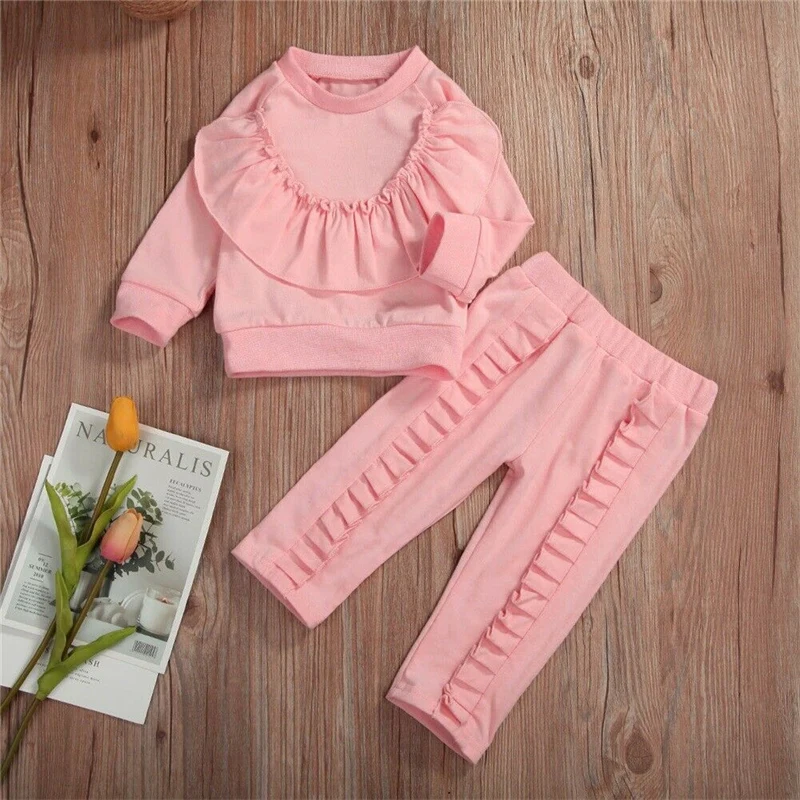 Милые осенние комплекты одежды для маленьких девочек комплект из 2 предметов