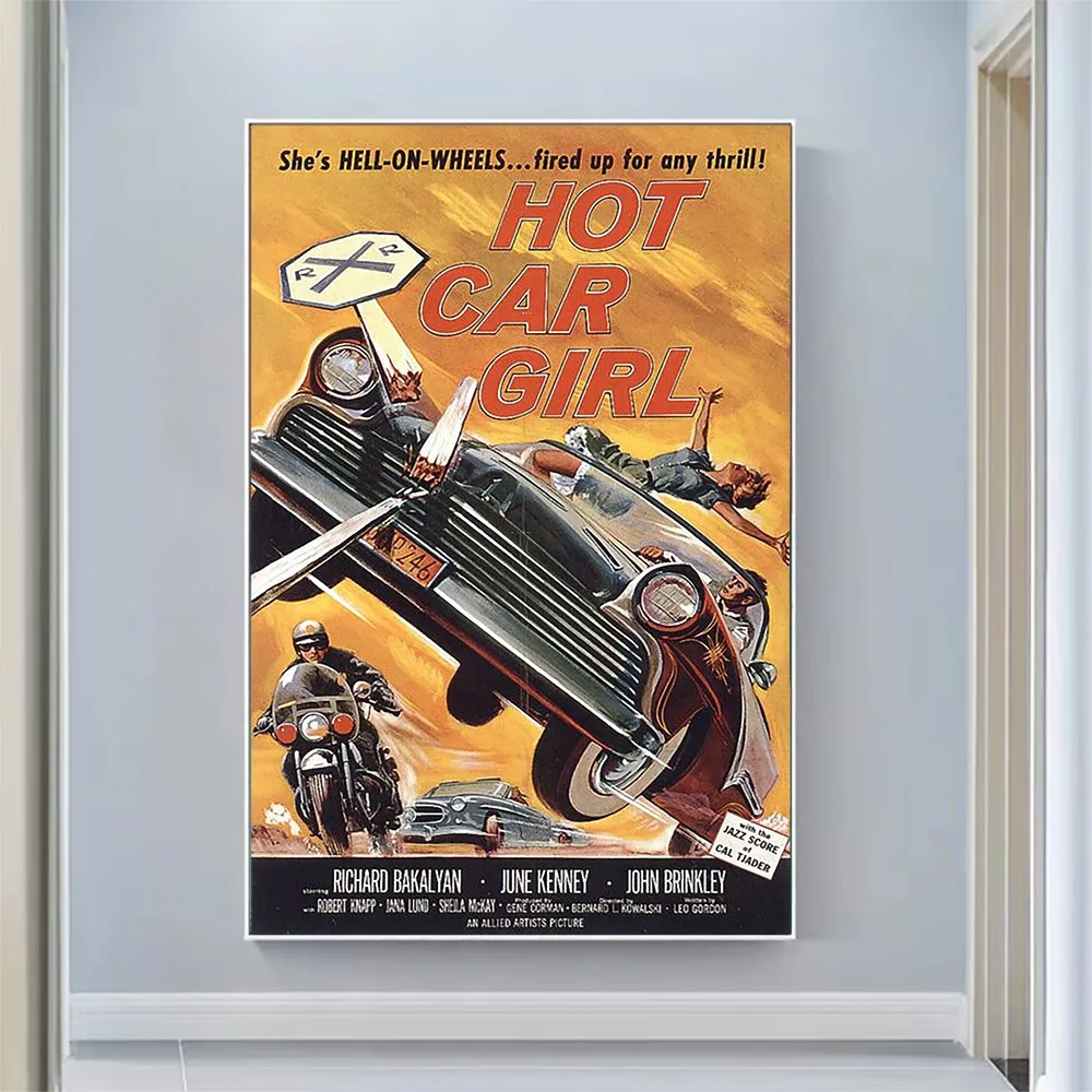 

V2673 Hot Car Girl Винтаж, классическое кино настенный Шелковый ткань HD постер художественное украшение для дома в подарок