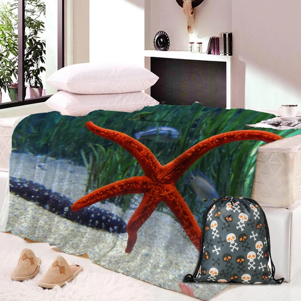 

Sofa cushion Yoga mat Blanket Air Conditioner Blanket Thick Double-layer Plush 3D Digital Printing Blanket Starfish Series