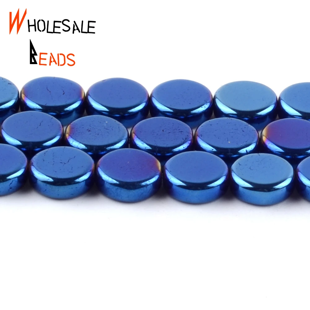 

Плоские круглые бусины-разделители из Натурального Гематита синего цвета, незакрепленные бусины для изготовления ювелирных изделий «сдел...