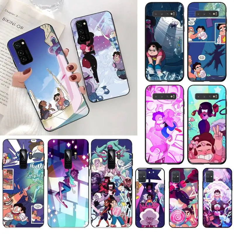 

YJZFDYRM Steven Universe and the Crystal Gems Black Phone Case for Samsung S20 plus Ultra S6 S7 edge S8 S9 plus S10 5G lite 2020