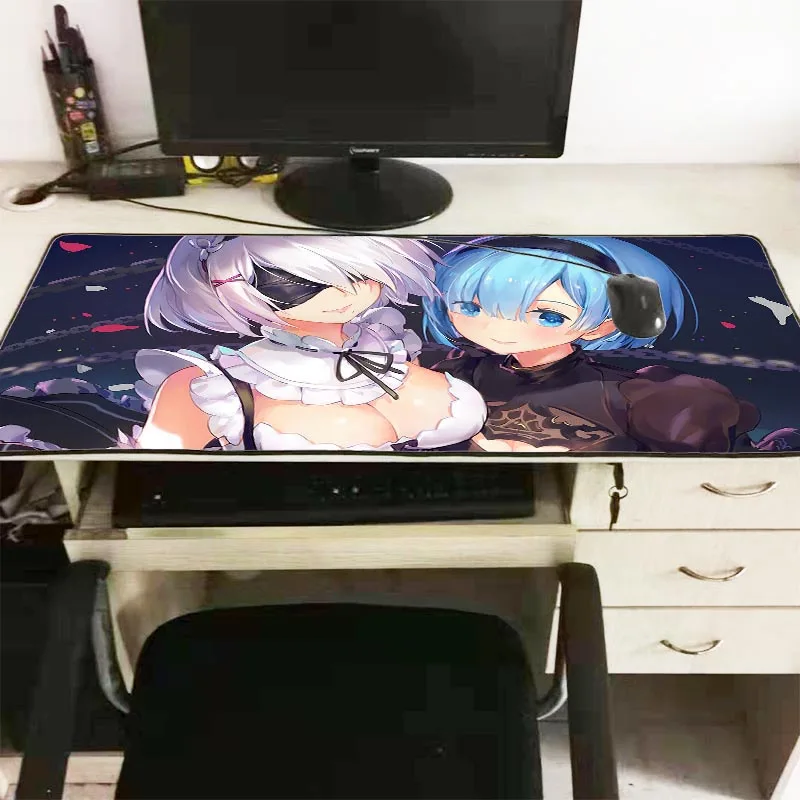 XGZ большой коврик для мыши с краями блокировки геймерский Re Zero Сексуальная аниме