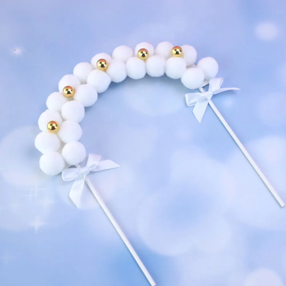 Розовый сине-белые мягкий помпон облако Форма торт Топпер Baby Shower украшения торта