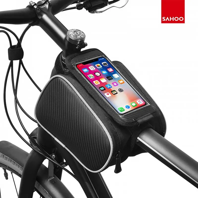 Bicycle Top Frame Bag 5.7 inch Smart Phone Pouch Touch Screen MTB Road Cross Rail Beam Upper Tube Pannier Cycling Saddle Pack | Спорт и