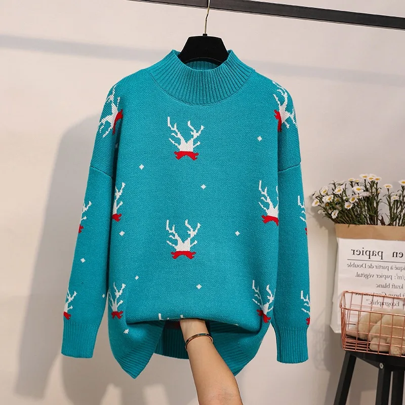 

2020 Christmas Winter Women Knitted Sweater Casual Dress Female Pullover Pull Ladies Long Sleeve Korean Femme Clothes Clothings