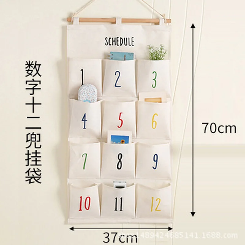 

3 Pockets Hanging Storage Bag Pattern Hanging Bag Storage Organizer Wall Sundry Fabric Cotton Linen Hanging Pockets