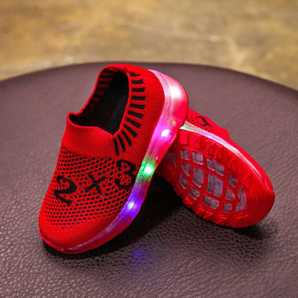 

Children Kid Baby Girl Boy Led Light Luminous Sport Socks Sneakers Breathable Mesh Casual Shoes LED Shoes