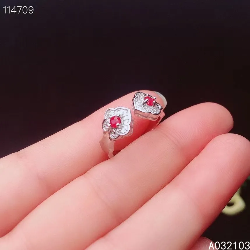 

KJJEAXCMY fine jewelry 925 sterling silver inlaid natural ruby Girl retro Chinese style open gemstone ring support detection