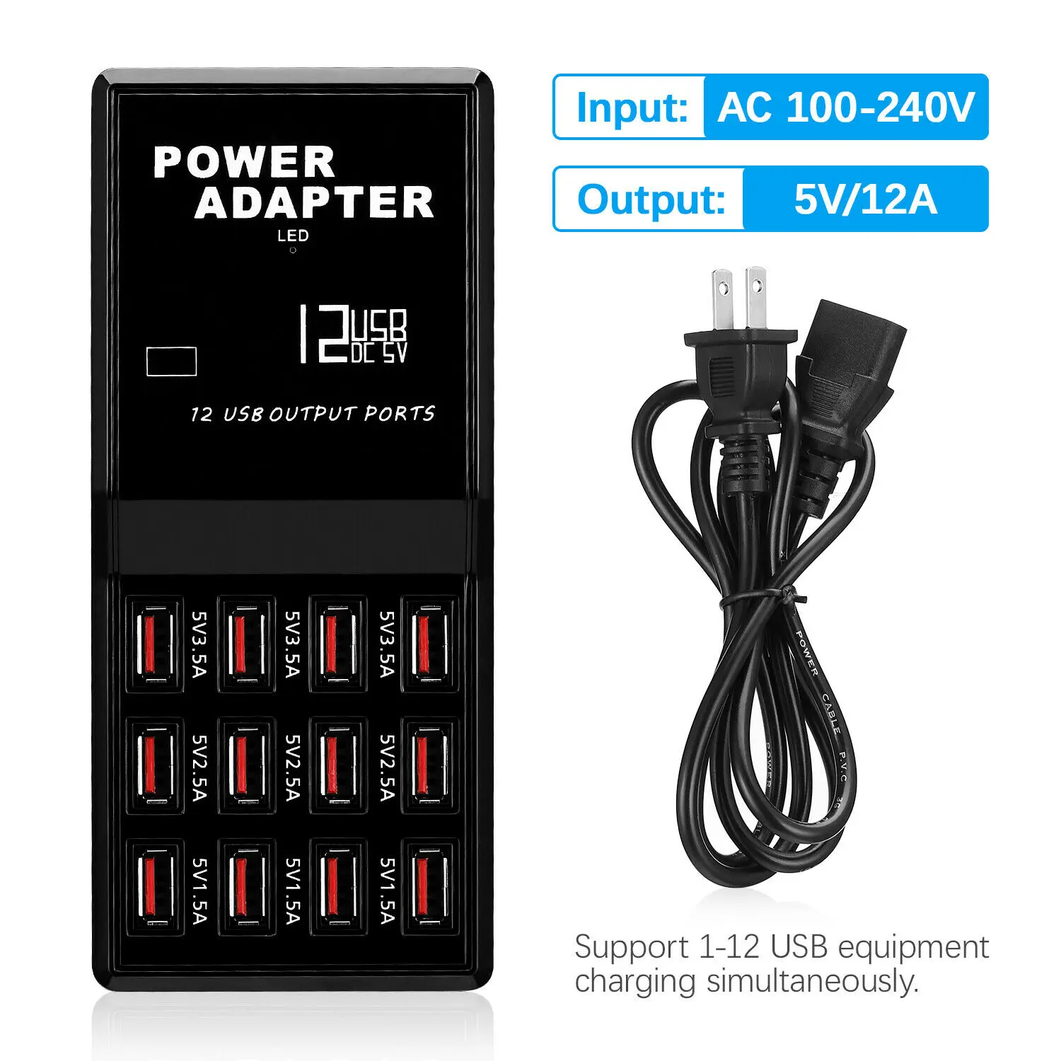 Мульти 12 Порты и разъёмы зарядка через USB станция хаб настольное стены сотового