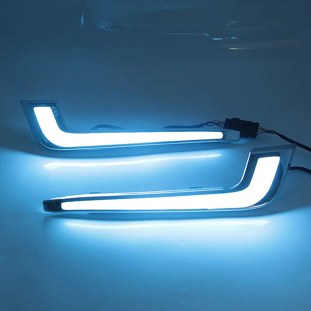 

A Set LED Daytime Running Lights For Cadillac XTS 2013 2014 2015 2016 2017 DRL fog lamp cover driving lights turn signal