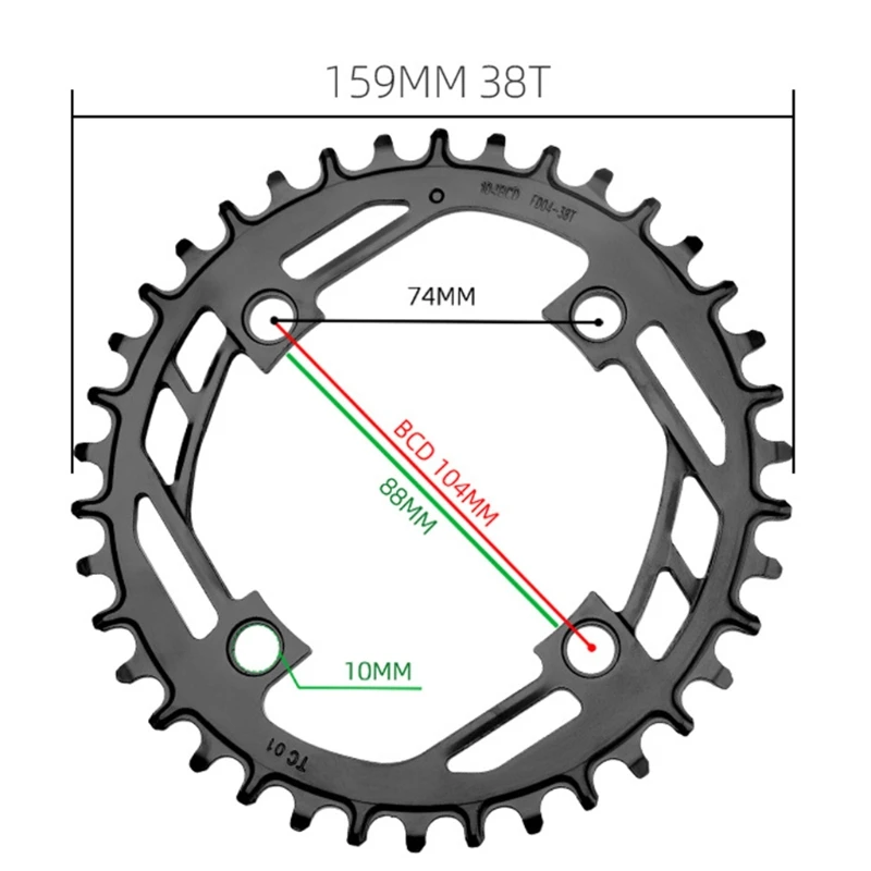 

H053 104BCD Round Narrow Wide Chainring Steel Mountain Bicycle Chain Wheel 32T 34T 36T 38T 40T Tooth Plate