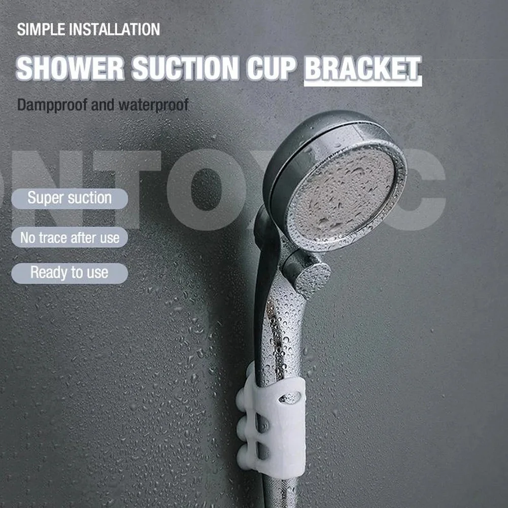 

2pcs No Trace Wall Mounted Suction Cup Sprinkler Support Free Punching Adjustable Angle Shower Head Holder TPR Bathroom Hotel