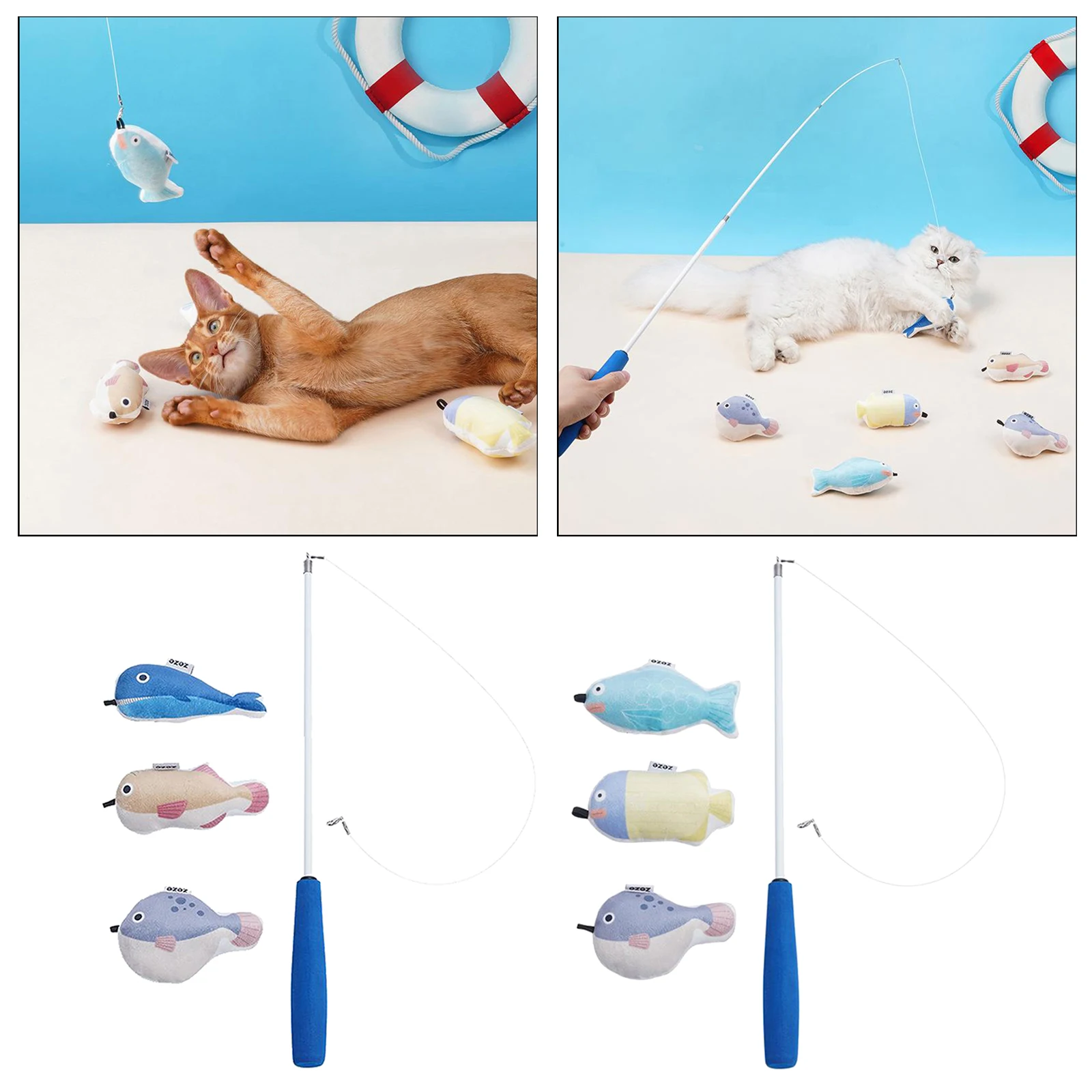 

Cat Toy Fishing Interactive Teasing Toys, Training Cat Toy Wand, Kitten Fishing Teaser for Cat Exerciser
