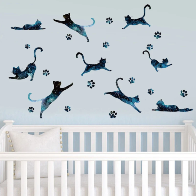 

Starry sky Cat wall sticker for kids rooms Bedroom living room decoration mural home decor stickers poster decals wallpaper