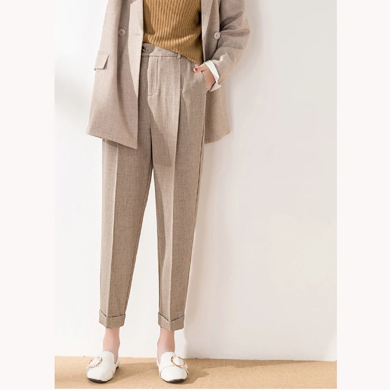 Женские брюки с завышенной талией широкими штанинами длинные прямые свободные