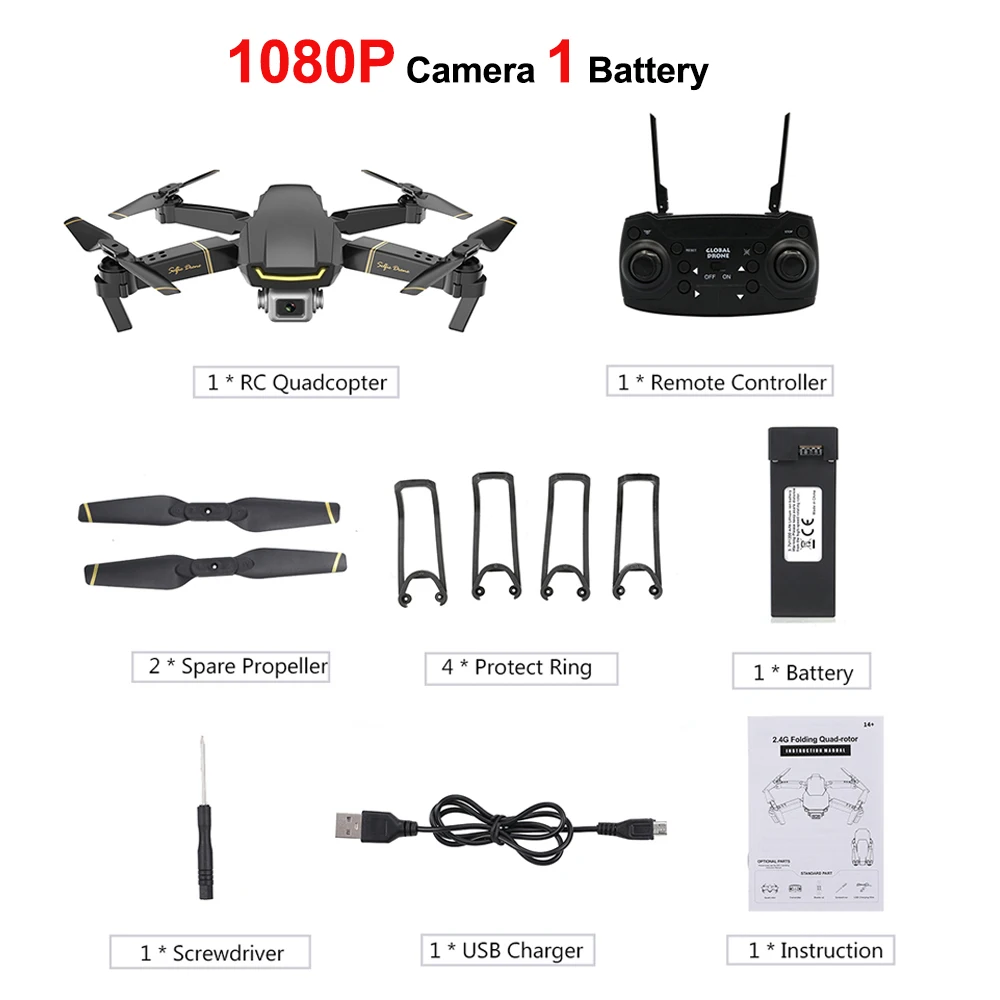Мини-Дрон игрушки GW89 Радиоуправляемый Дрон с камерой 1080P Wifi FPV Gesture Фото Видео удержание высоты складной Радиоуправляемый квадрокоптер Дрон для детей - Color: 1080P Black 1B