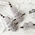 Милые уютные домашние теплые плюшевые тапочки с изображением кота, улицы, для путешествий, самолета, сна, кошки, животных, Тапочки на плоской подошве для женщин