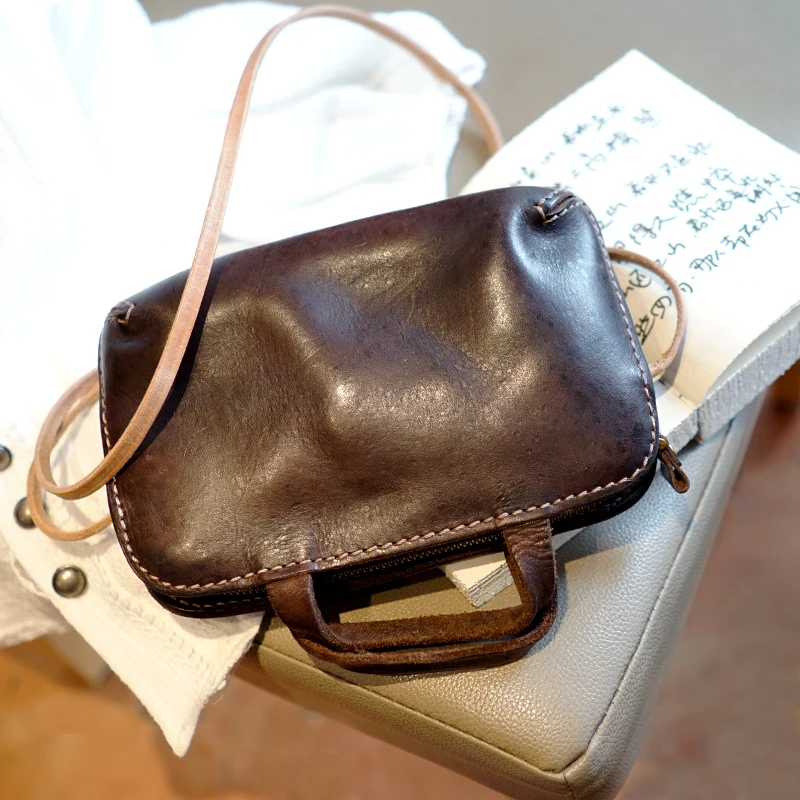 Маленькие женские сумки из 100% натуральной кожи в стиле ретро с верхней ручкой