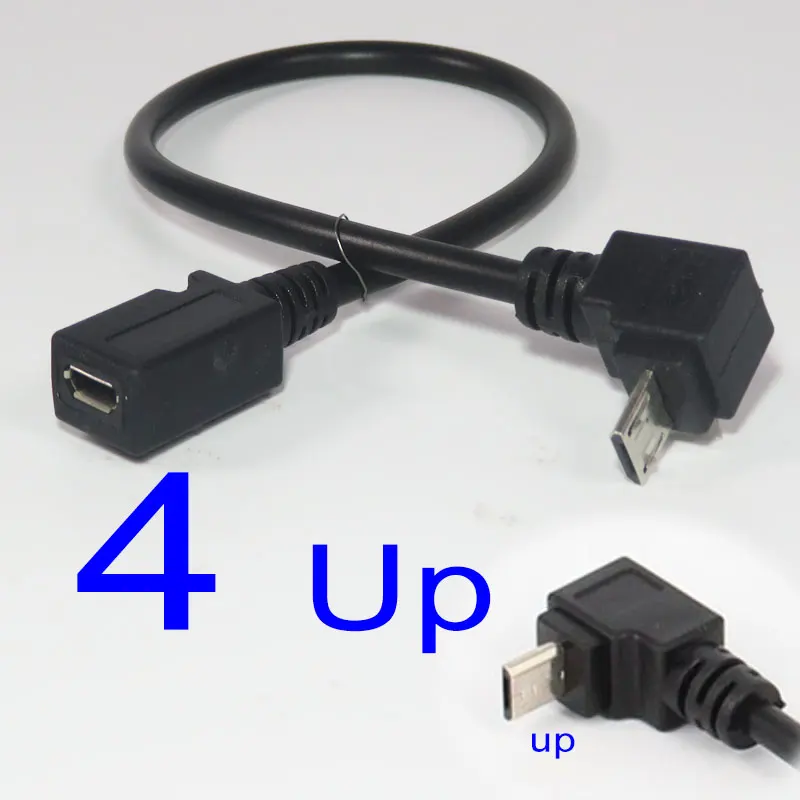 4 Up PCTONIC Micro-USB Удлинительный Кабель-адаптер 90 градусов прямоугольный разъем изгиб microUSB мама-папа изогнутый короткий кабель для передачи данных - Цвет: 4 Up