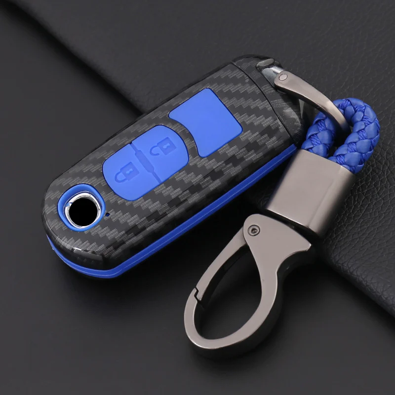

For Mazda 2 3 6 Axela Atenza CX-5 CX5 CX-7 CX-9 2015 2016 2017 Smart 2/3 Buttons Carbon Fiber Shell Car Remote Key Case Cover