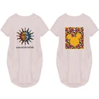 Женское летнее платье с принтом, с коротким рукавом, с круглым вырезом, свободного покроя, размера плюс