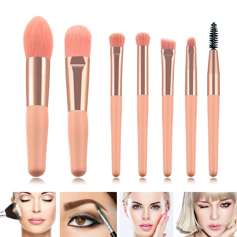 7 шт. набор кистей для макияжа с деревянной ручкой кисти Премиум синтетическая