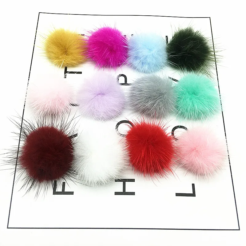 5Pc 4cm Mink Pompoms Fur Balls for Sewing on Knitted Beanies Keychain and Scarves Shoes Hats Earring Pom DIY Accessories | Дом и сад