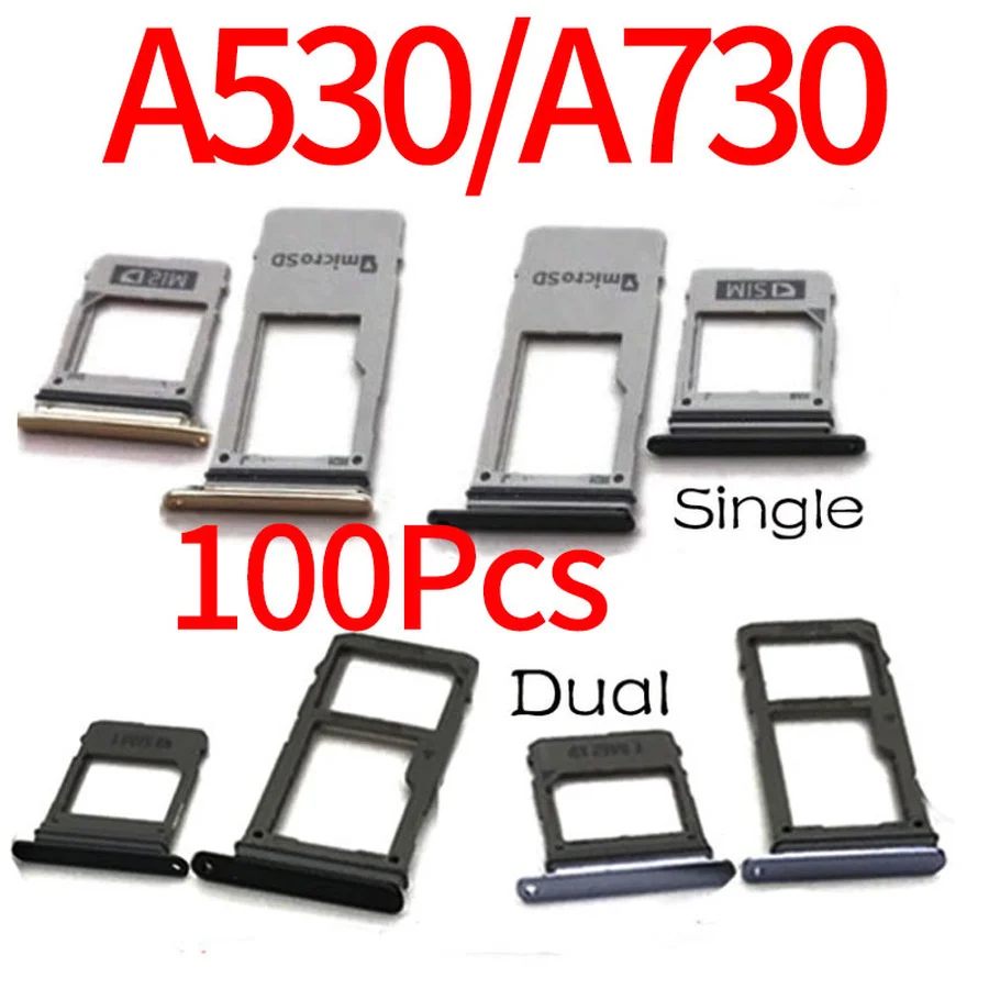 

100 шт./лот лоток для Sim SD-карт, сменный держатель для кардридера с одной Sim-картой, версия для Samsung Galaxy A8 2018 A530 A730 A530F A730F